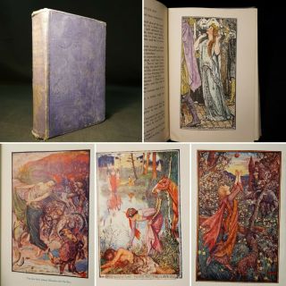 1924 Lilac Fairy Book Andrew Lang Colour Plates Tales Enchanted Brownie Escape
