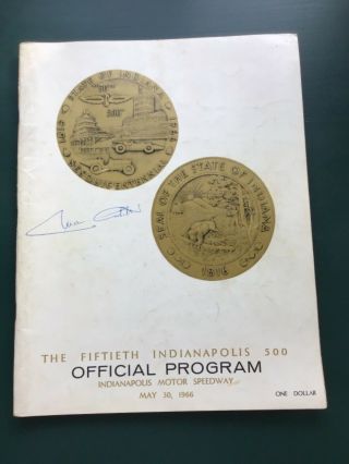 Mario Andretti Signed Fiftieth Indianapolis 500 Official Program May 3,  1966