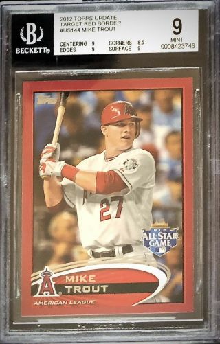 2012 Topps Update Target Red Border Us144 Mike Trout 9 Bgs Bvg Psa Sgc