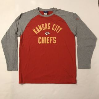 Reebok Nfl Kansas City Chiefs Long Sleeve Shirt Large Red Gray Large L Logo L/s
