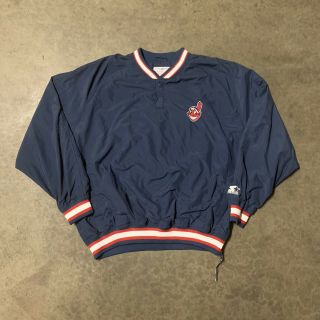 Vintage 90’s Cleveland Indians Starter Pullover Windbreaker Size Xl