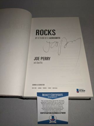 Aerosmith Joe Perry Signed Autographed " Rocks " Hc Book Beckett (bas)