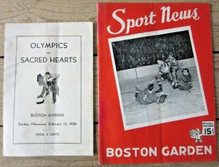 1938 & 1942 - 1943 Boston Garden Program Sport News Hockey Bruins Olympics Boxing