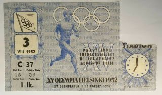 1952 Helsinki Olympic Games Closing Ceremony Ticket / Finland