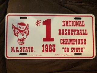 1983 N.  C.  State Wolfpack Basketball National Champions License Plate