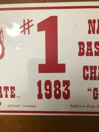 1983 N.  C.  State Wolfpack Basketball National Champions License Plate 3