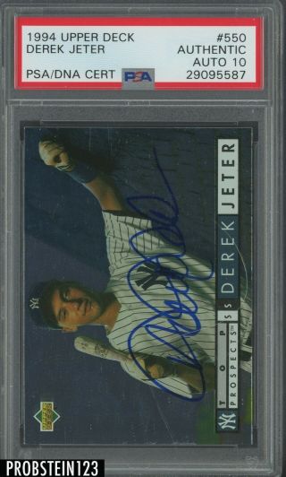 1994 Upper Deck 550 Derek Jeter Yankees Rc Rookie Signed Auto Psa/dna 10