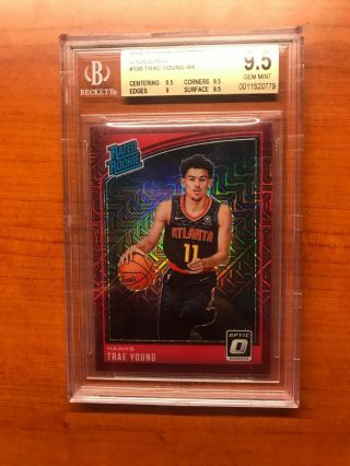 18 - 19 Panini Donruss Optic Choice Red Trae Young Rc Ref 11/88 Jsy No.  Bgs 9.  5