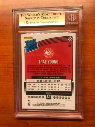 18 - 19 PANINI DONRUSS OPTIC CHOICE RED TRAE YOUNG RC REF 11/88 JSY NO.  BGS 9.  5 2