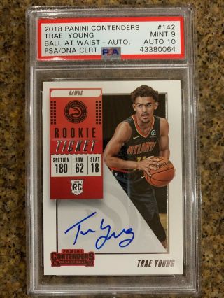 2018 Panini Contenders Rookie Ticket Auto Trae Young Psa/dna 9/10