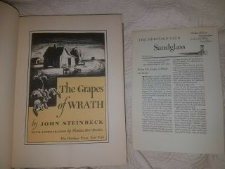 The Grapes of Wrath Book (Heritage Press) John Steinbeck Ameican Depression 1940 3