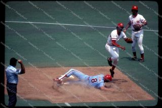 Dave Concepcion & Bob Boone Reds Vs Phillies Mlb Baseball 35mm Color Slide