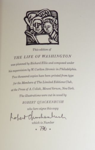 Mason L.  Weems / LIMITED EDITIONS CLUB The Life of Washington Signed 1st ed 1974 3