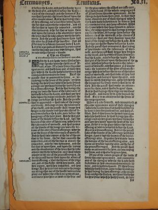 1539 / 1540 Great Bible Leaf Leviticus 3 - 6 Cain And Abel