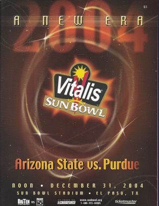 Arizona State Vs Purdue 2004 Sun Bowl College Football Program
