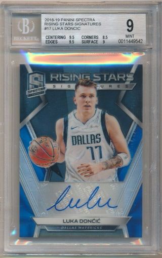 Luka Doncic 2018/19 Panini Spectra Rookie Rising Stars Auto Sp /75 Bgs 9 10