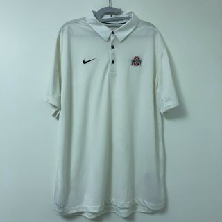 Nike Dri - Fit Ncaa Ohio State University Buckeyes S/s Polo Shirt White Size Xl