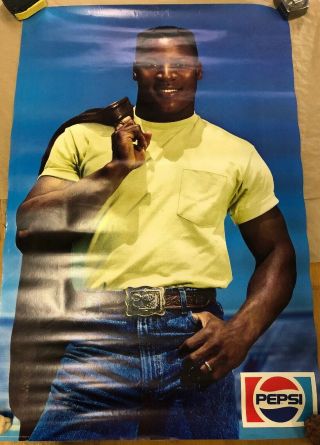 Vintage Bo Jackson Poster Pepsi Baseball Football 35.  5” X 24” (k1)
