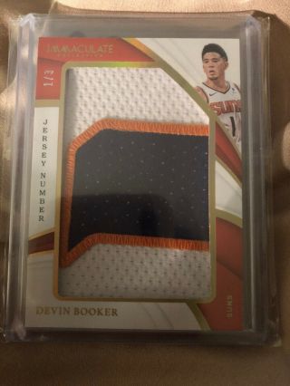 2018 - 19 Panini Immaculate Jersey Number Patch Devin Booker 1/3