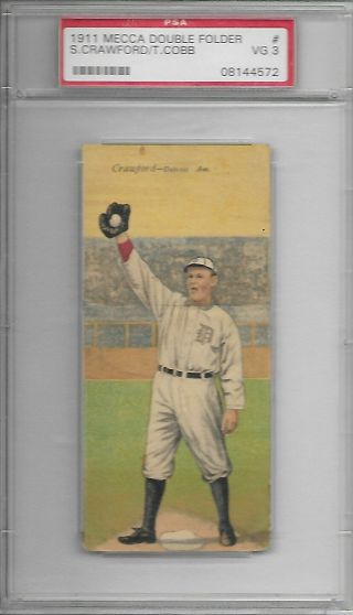 Ty Cobb/sam Crawford 1911 T201 Mecca Double Folders Baseball Psa 3 Vg