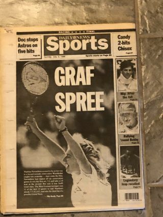 1988 York Daily News Newspaper.  Steffi Graf Wimbledon Tennis