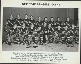 1943 - 44 York Rangers Team Photo Vintage Hockey Pic
