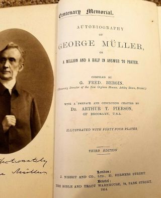 Autobiography Of George Muller G.  Fred Bergin 1914 Man Of Faith And Prayer