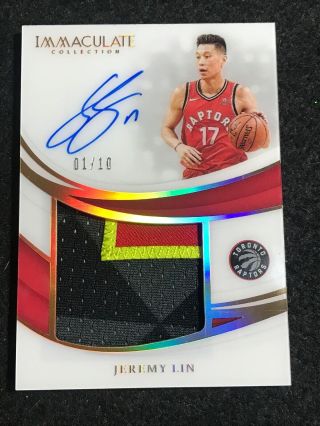 Jeremy Lin 2018 - 19 Immaculate Auto Game Premium Patch D 01/10 Gold Raptors