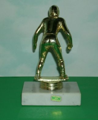 Vintage 1960 ' s American Football Player Brass Metal Trophy Figure Athlete Award 2