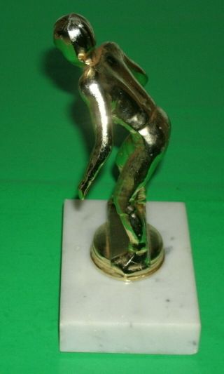 Vintage 1960 ' s American Football Player Brass Metal Trophy Figure Athlete Award 3