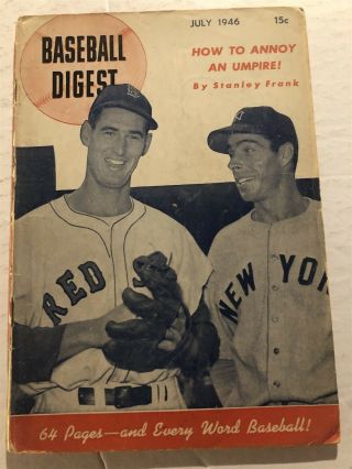 1946 Baseball Digest York Yankees Joe Dimaggio Boston Red Sox Ted Williams