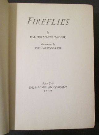 FIREFLIES by Rabindranath Tagore 1940 With Decorations by Boris Artzybasheff 3