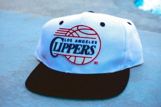 Los Angeles Clippers Vintage Snapback Hat White And Black 1990 