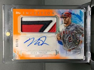 2019 Topps Inception Mike Trout Auto Relic Patch Ssp Orange 03/10 4 Color