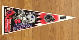 1993 Nfl Bowl Pennant Xxvii Dallas Cowboys Buffalo Bills Rare Sb 27