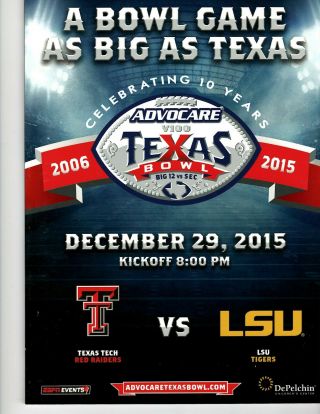 2015 Texas Bowl Program - Louisiana State University Lsu Vs.  Texas Tech