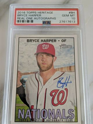 2016 Topps Heritage Real One Auto Bryce Harper,  Psa 10 Gem (27617613)