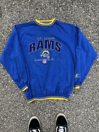 Vintage Logo Athletic St Louis Rams Crew Neck Sweatshirt - Nfl Football Size Xxl