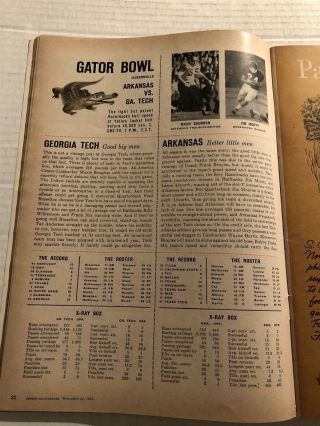 1959 Sports Illustrated Gator Bowl Arkansas Razorbacks Vs Georgia Tech Mooty
