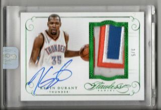 Kevin Durant Auto Game - Worn Jersey Logo Patch /5 2014 - 15 Panini Flawless Sp 1/1