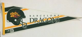 Barcelona Dragons Full Size Wlaf Football Felt Pennant Early 90s Nfl Europe
