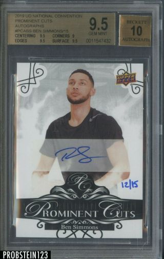 Ben Simmons 2019 Upper Deck National Prominent Cuts Signed Auto 12/15 Bgs 9.  5 10
