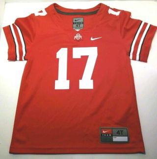 Nike Team Ohio State Buckeyes 17 Toddler Size 4t Red Dri Fit Football Jersey