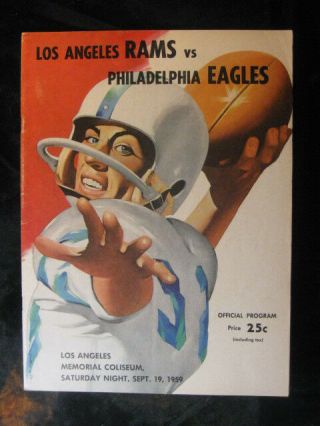 Vintage September 19,  1959 Los Angeles Rams Vs Philadelphia Rams Program