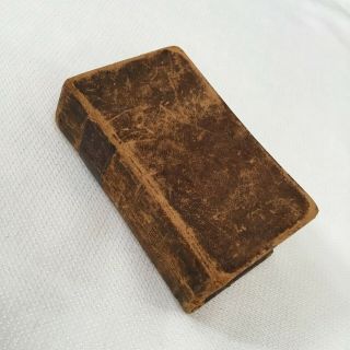 1849 Antique Small Pocket Leather Bound Methodist Hymn Songbook Religious Book