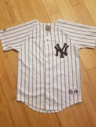 Derek Jeter York Yankees Majestic Sewn Stitched Mlb Jersey - Youth M