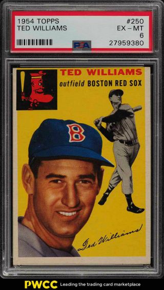 1954 Topps Ted Williams 250 Psa 6 Exmt (pwcc)