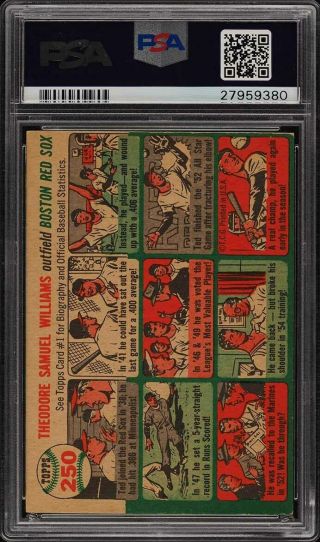 1954 Topps Ted Williams 250 PSA 6 EXMT (PWCC) 2