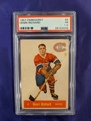 1957 Parkhurst Henri Richard Rookie Psa 1.  5 Nicely Centered And No Creases