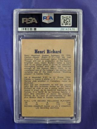 1957 Parkhurst Henri Richard Rookie PSA 1.  5 nicely centered and no creases 2